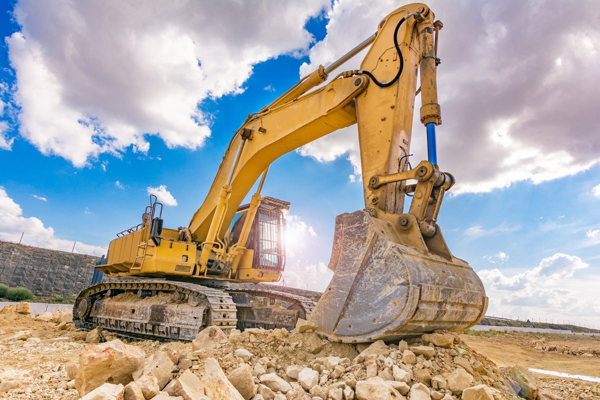 Outdoor quarry with heavy machinery